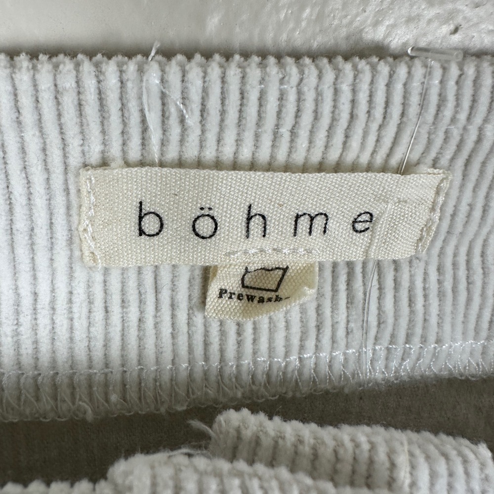 Bohme Women's‎ Large Mini Dress Cream Corduroy Button Front Puff Sleeve y2k - Picture 3 of 8